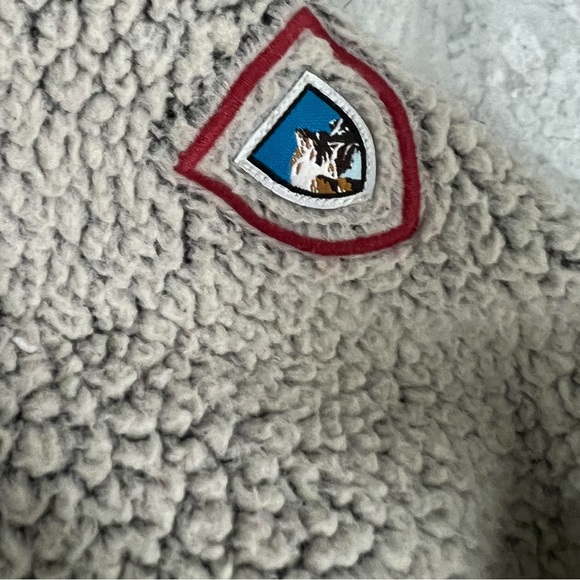 Kuhl Tan Teddy Bear Fleece Zip Up Jacket with Zip Pockets and Hood Size Medium - Picture 8 of 8